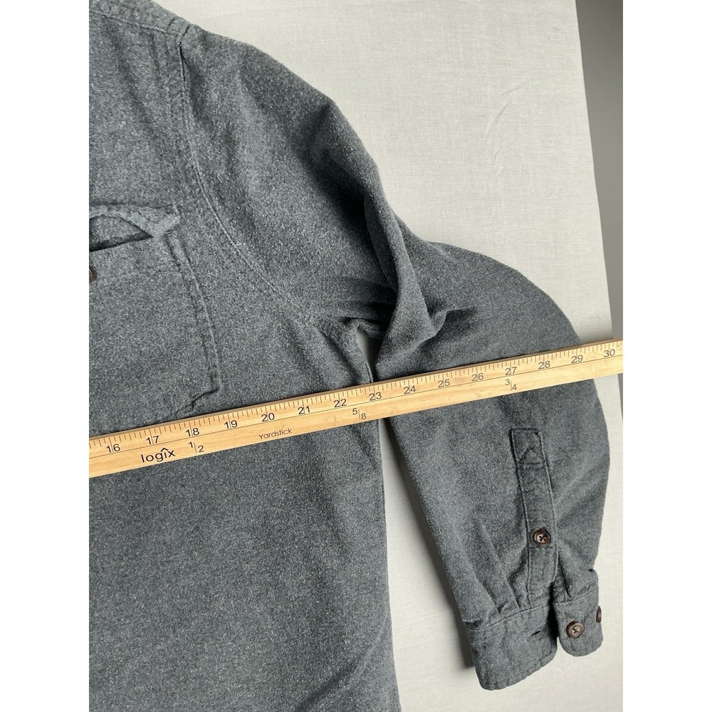 Eddie Bauer Long Sleeve Heavy Flannel Shirt Men's Medium Classic Fit Gray Hiking - Picture 7 of 9